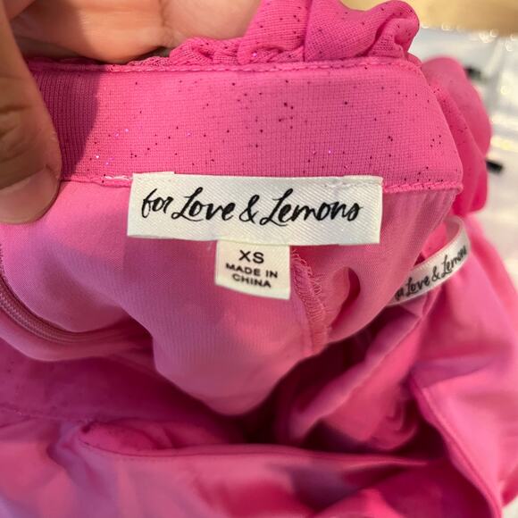 For Love & Lemons Juni Tulle Maxi Dress in Pink Sparkle Glitter Size XS - Picture 9 of 9